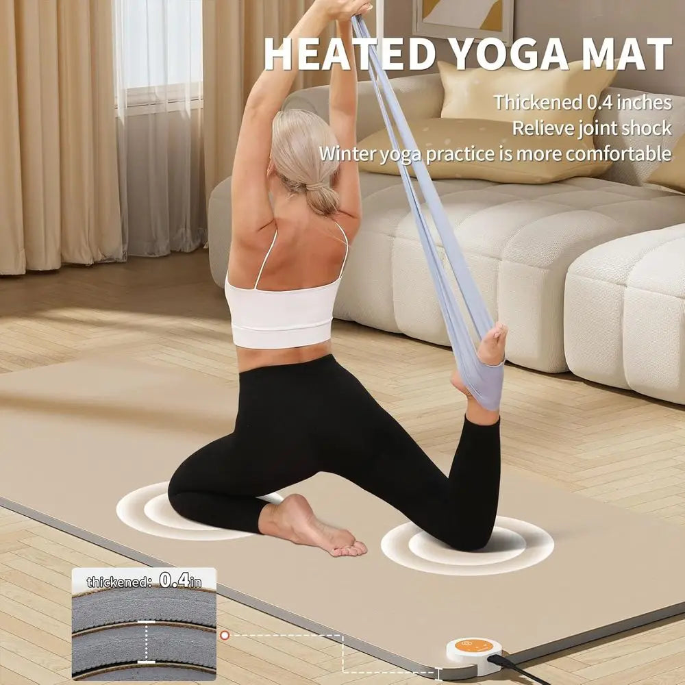Extra Large Anti-Slip Electric Heating Yoga Mat, Adjustable Temperature, Foot Warmer, Winter Suitable for Yoga, Pilates, Exercis