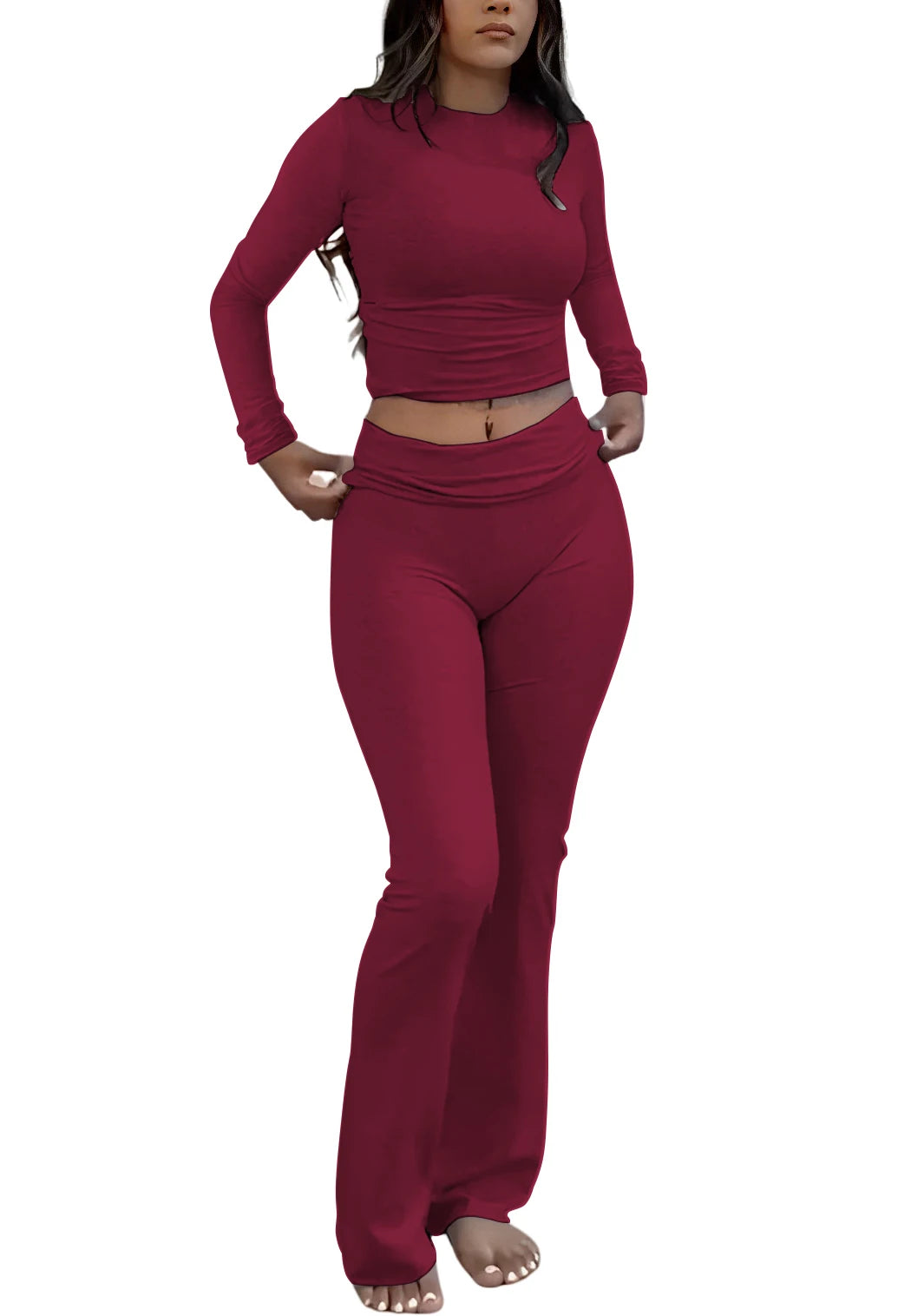 Zhejiang Women's Yoga Two-Piece Set Long Sleeve Wide Leg Activewear
