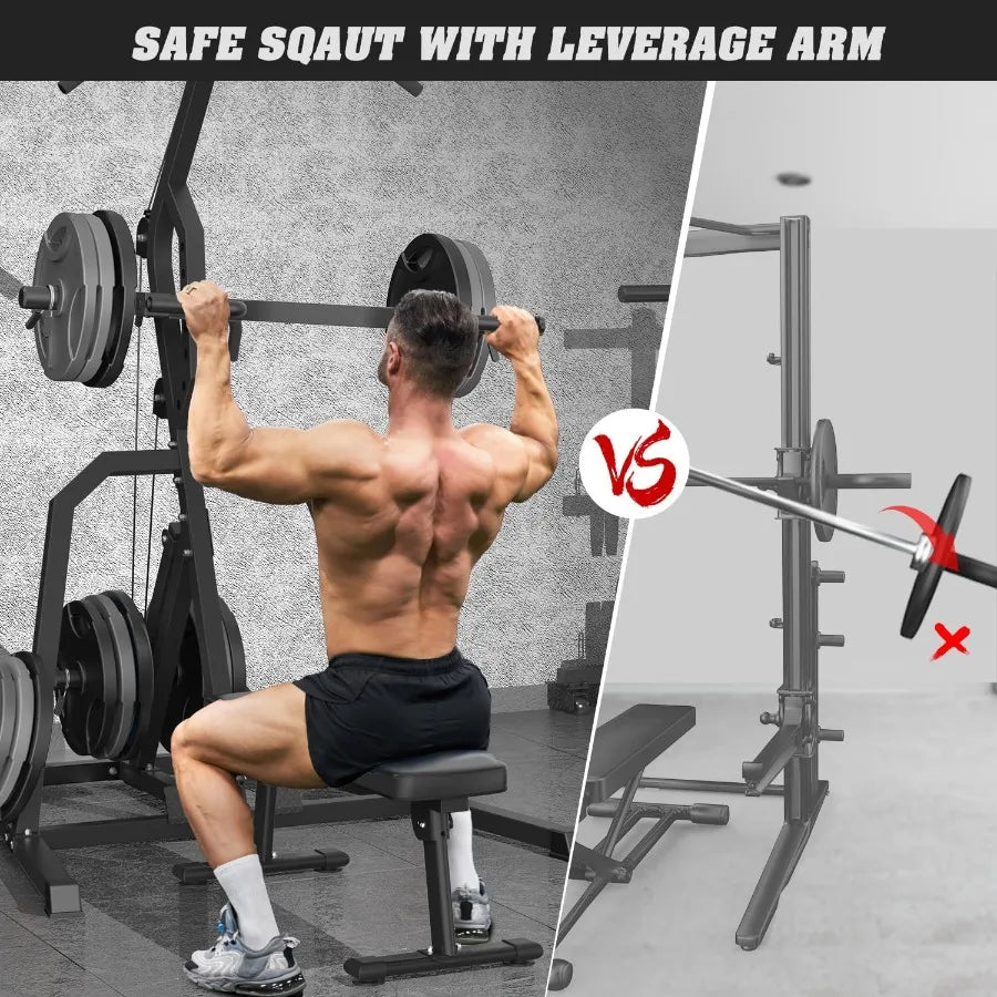 Hign-concerned Lever Gym Power Rack With Low Row Gym System