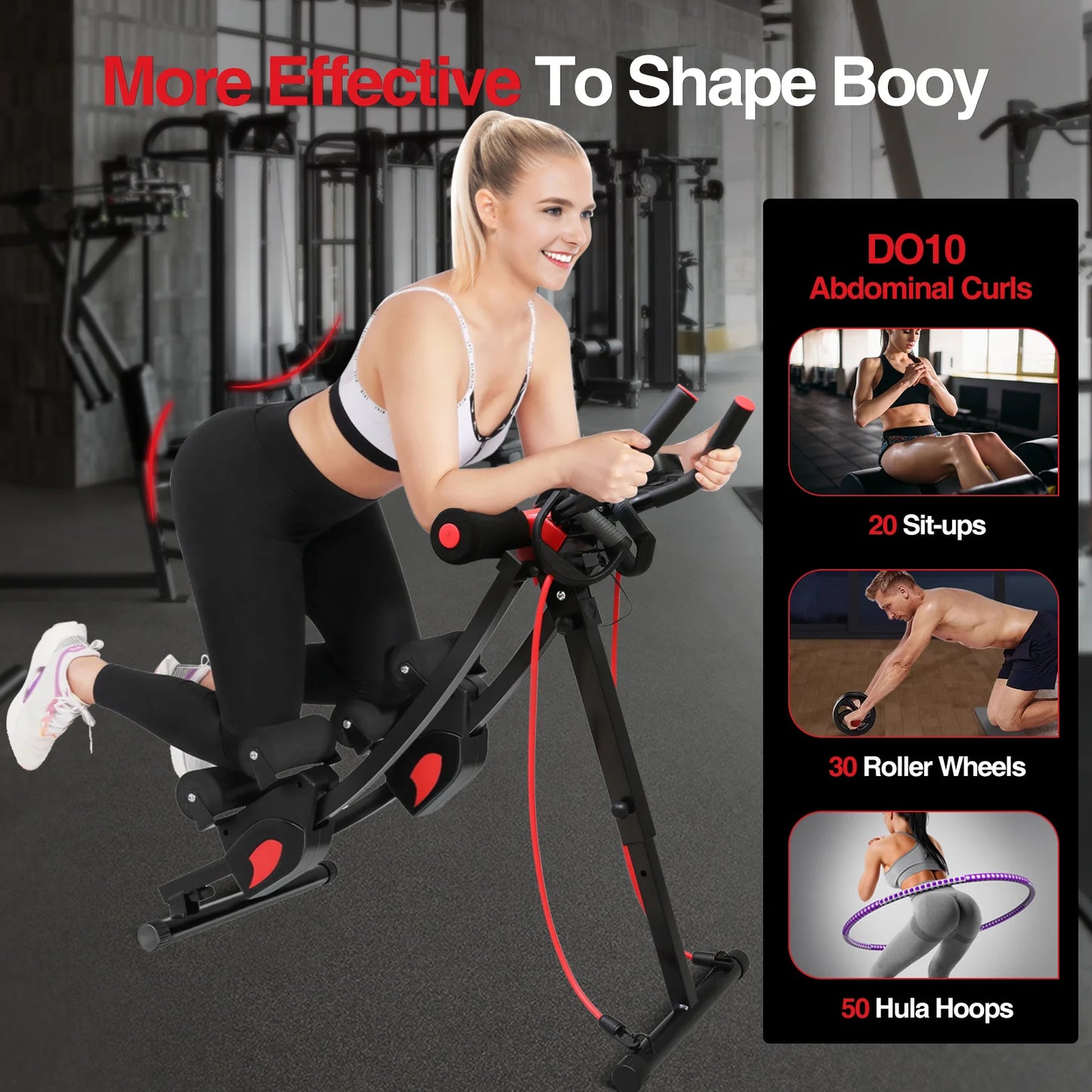 Dual Track Foldable Ab Machine Ab Cruncher With Adjustable Height