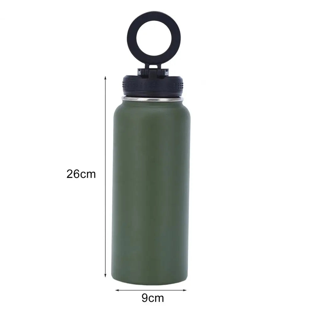 Water Bottle Stainless Steel Sports Water Bottle with Magnetic Phone Holder Bouncing Double Wall Vacuum Insulation Water Cup