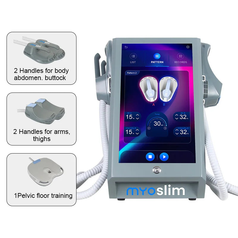 Professional RF MYOSLIM Body Sculpting Machine Electric EMS Fat Burning Slimming Muscle Stimulator T15 6500W 2-5 Handles