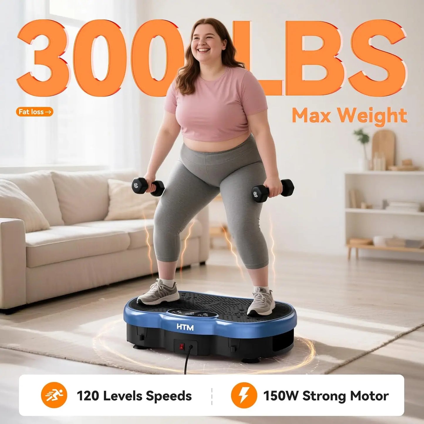 Vibration Plate Exercise Machine 120 Adjustable Speed Levels Calorie Tracking Whole Body Fitness Power Plate for Home Gym Weight