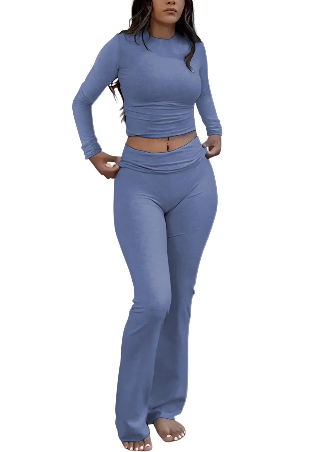 Zhejiang Women's Yoga Two-Piece Set Long Sleeve Wide Leg Activewear