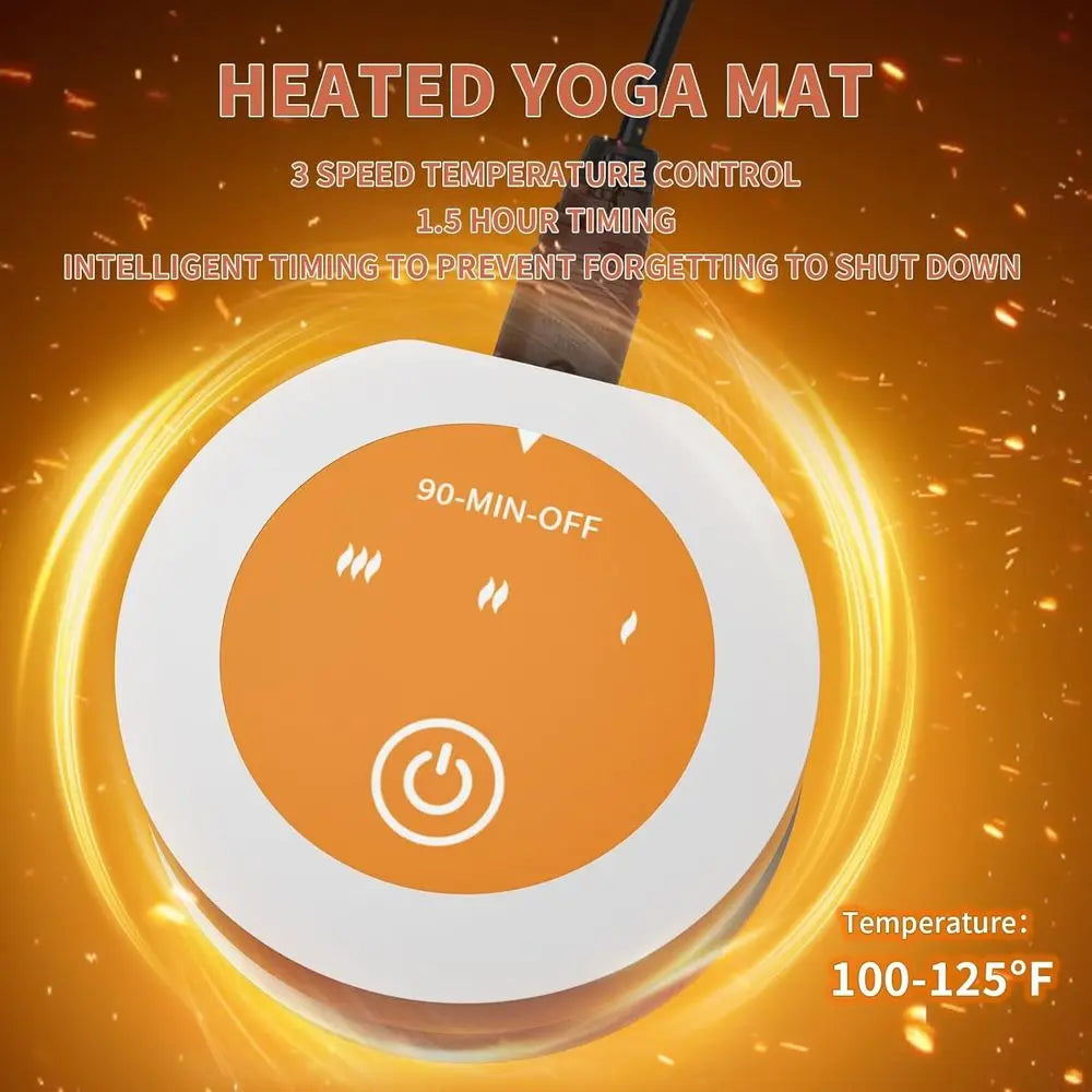Extra Large Anti-Slip Electric Heating Yoga Mat, Adjustable Temperature, Foot Warmer, Winter Suitable for Yoga, Pilates, Exercis