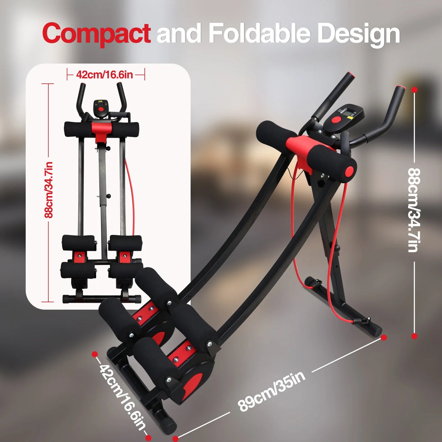 Dual Track Foldable Ab Machine Ab Cruncher With Adjustable Height