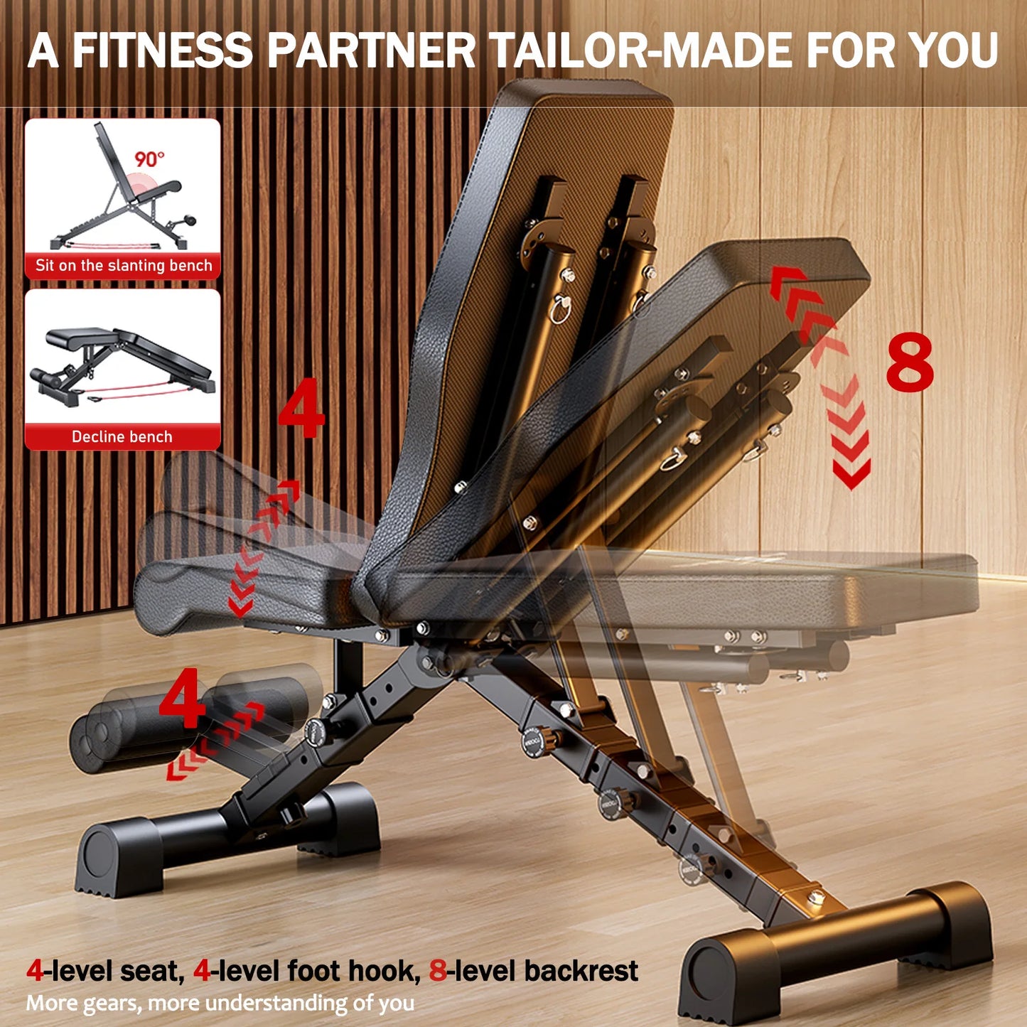 Adjustable Weight Bench for Full Body Workout Foldable 1000 Lbs