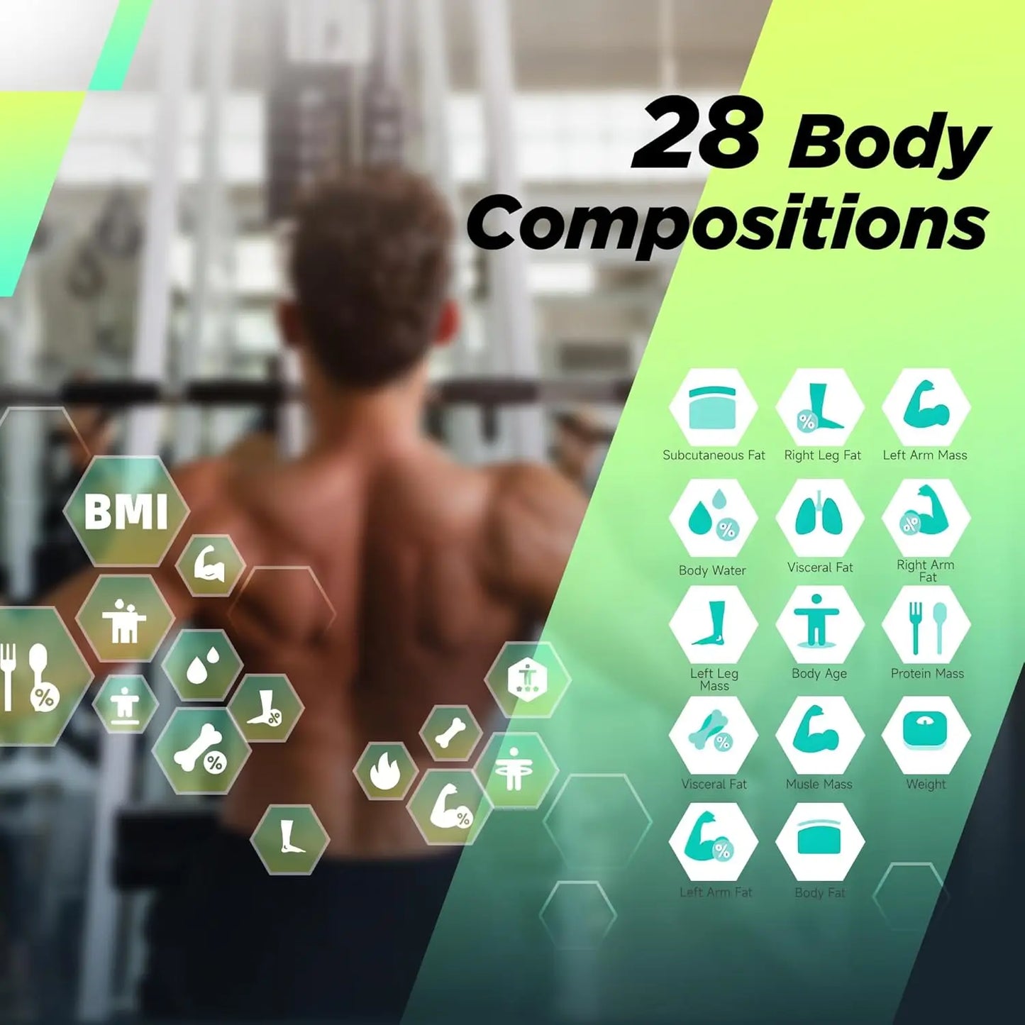 Smart Body Fat Scale with 8 Electrodes, Bluetooth Sync, Voice Prompts, FSA/HSA Eligible - 28 Measurements