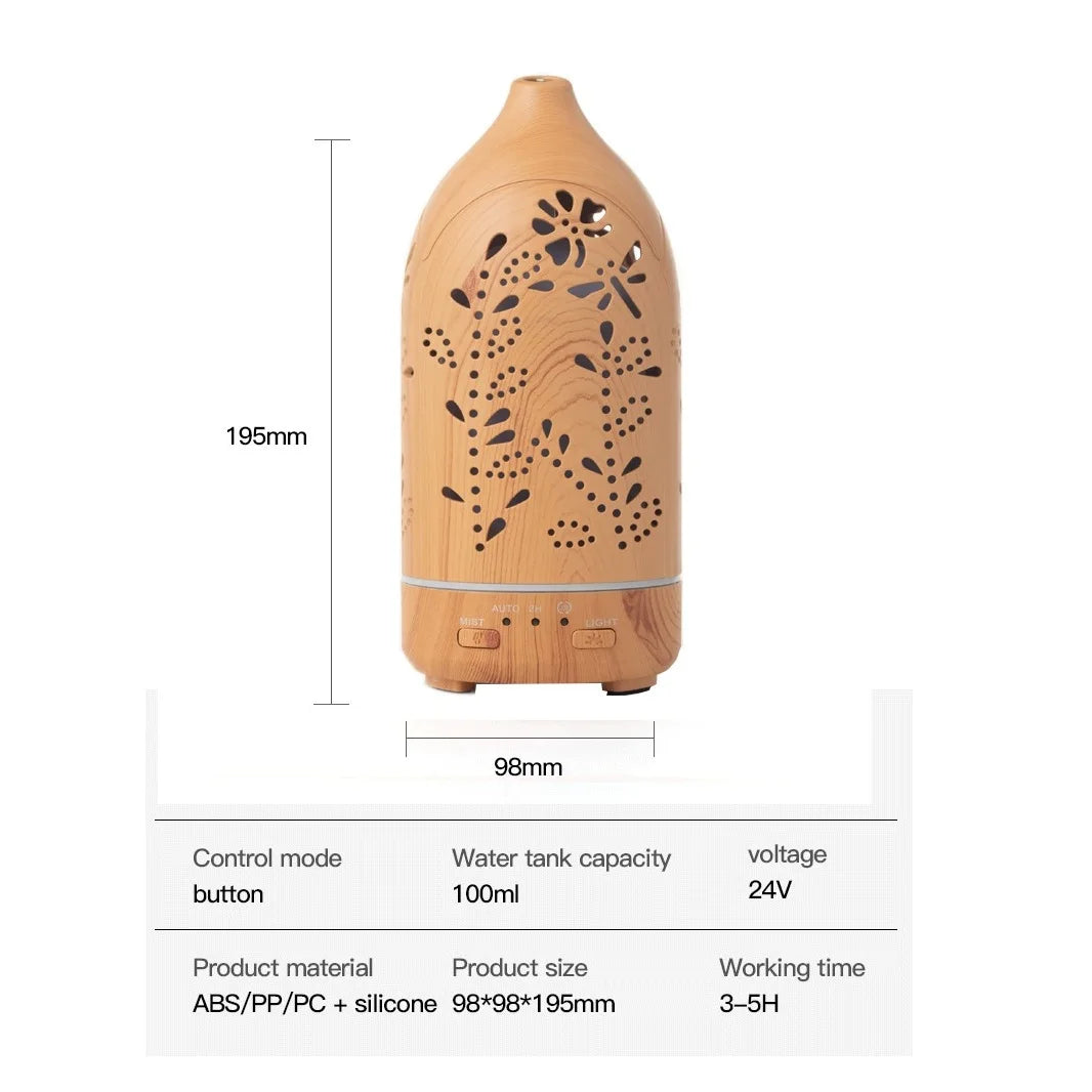 Ultrasonic Essential Oil Diffuser with LED lights 100ml Water Tank Adjustable Cool Mist Modes for Aromatherapy and Humidifying