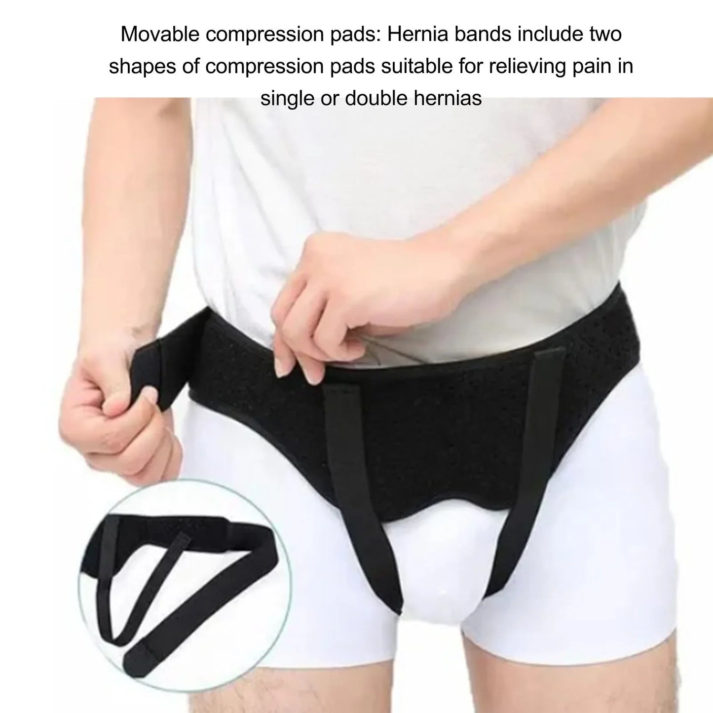 Men Inguinal Hernia Band Easy To Adjust Good Support PU Foam Pad Black Intestinal Hernia Fixing Belt Breathable for Body Care