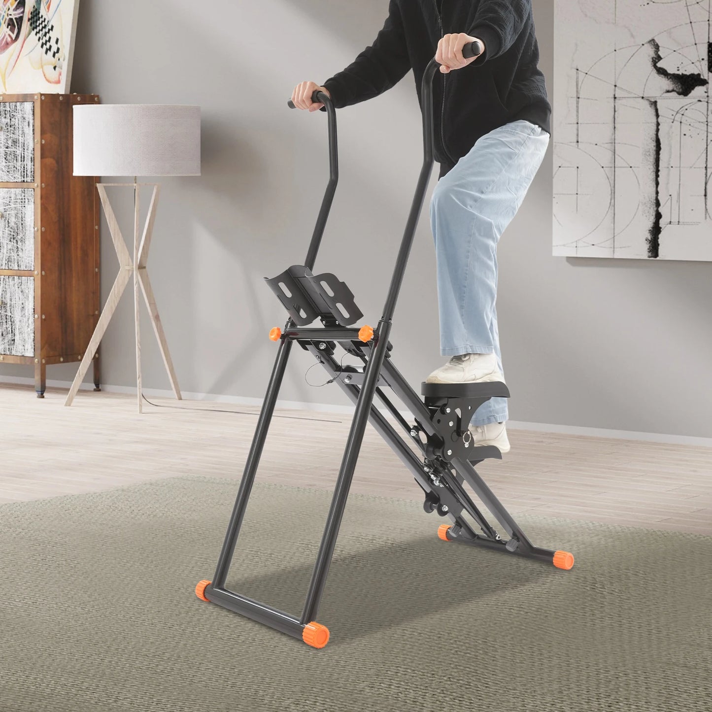 Foldable Stair Stepper Vertical Stair Climber Machine for Full-Body Workout 3 Gears Pedal Angle Stair Stepper for Home Exercises