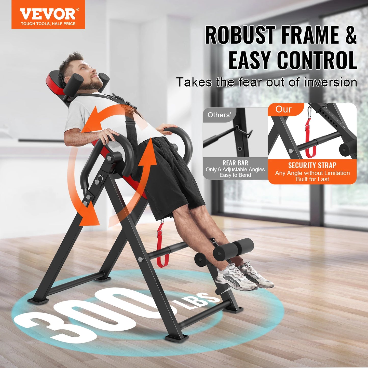 SucceBuy Inversion Table, Decompression Back Stretcher Machine, Strength Training Equipment with Headrest, Ankle Lock
