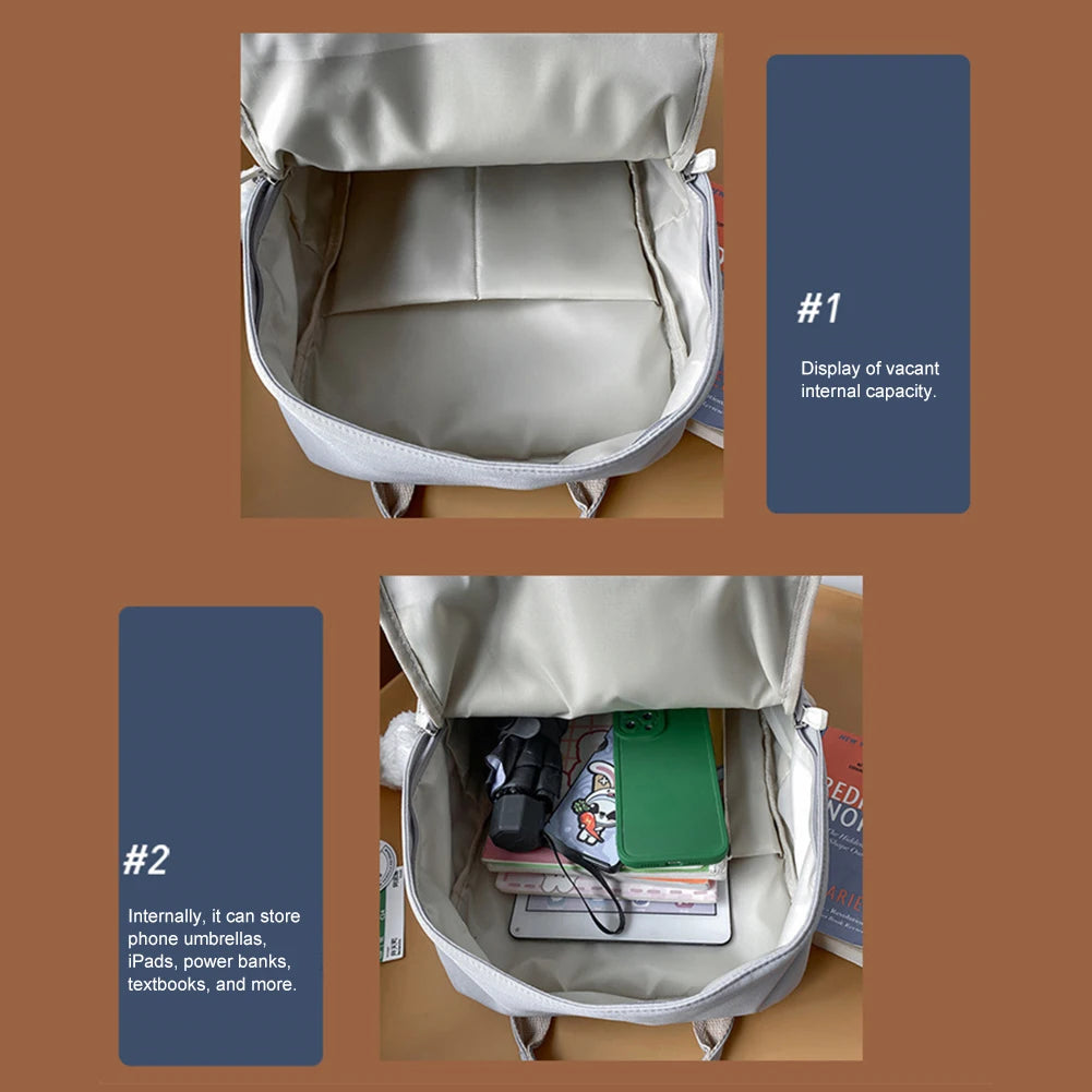 Teens Campus Daypack Childrens Rucksack Large Capacity with Plush Pendant Zipper for Work Camping Sports Travel Backpack