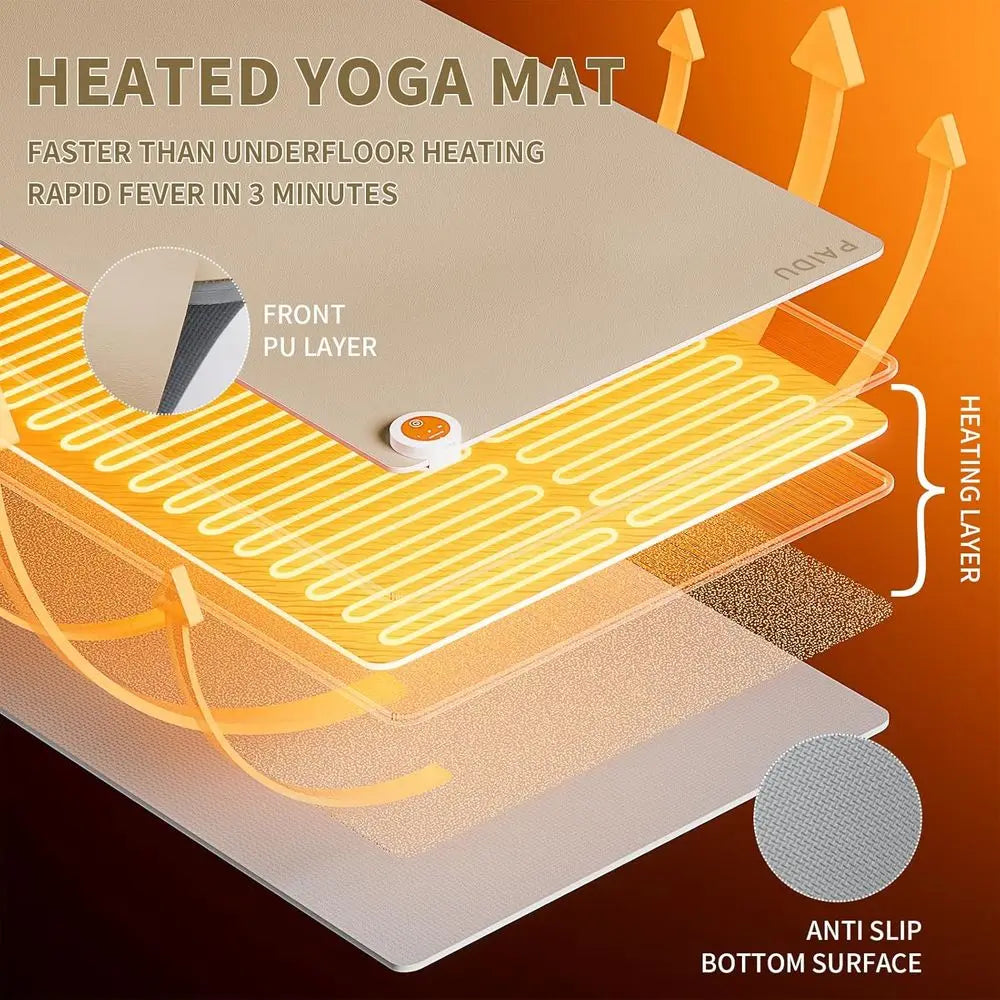 Extra Large Anti-Slip Electric Heating Yoga Mat, Adjustable Temperature, Foot Warmer, Winter Suitable for Yoga, Pilates, Exercis