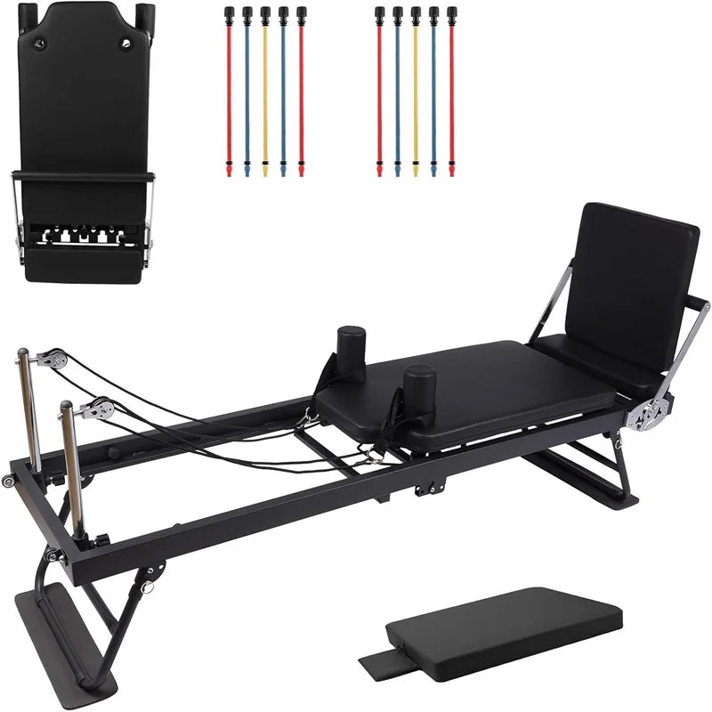 Foldable Pilates Reformer Machine With Adjustable Jump Board For Workouts