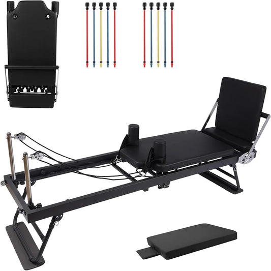 Foldable Pilates Reformer Machine With Adjustable Jump Board For Workouts