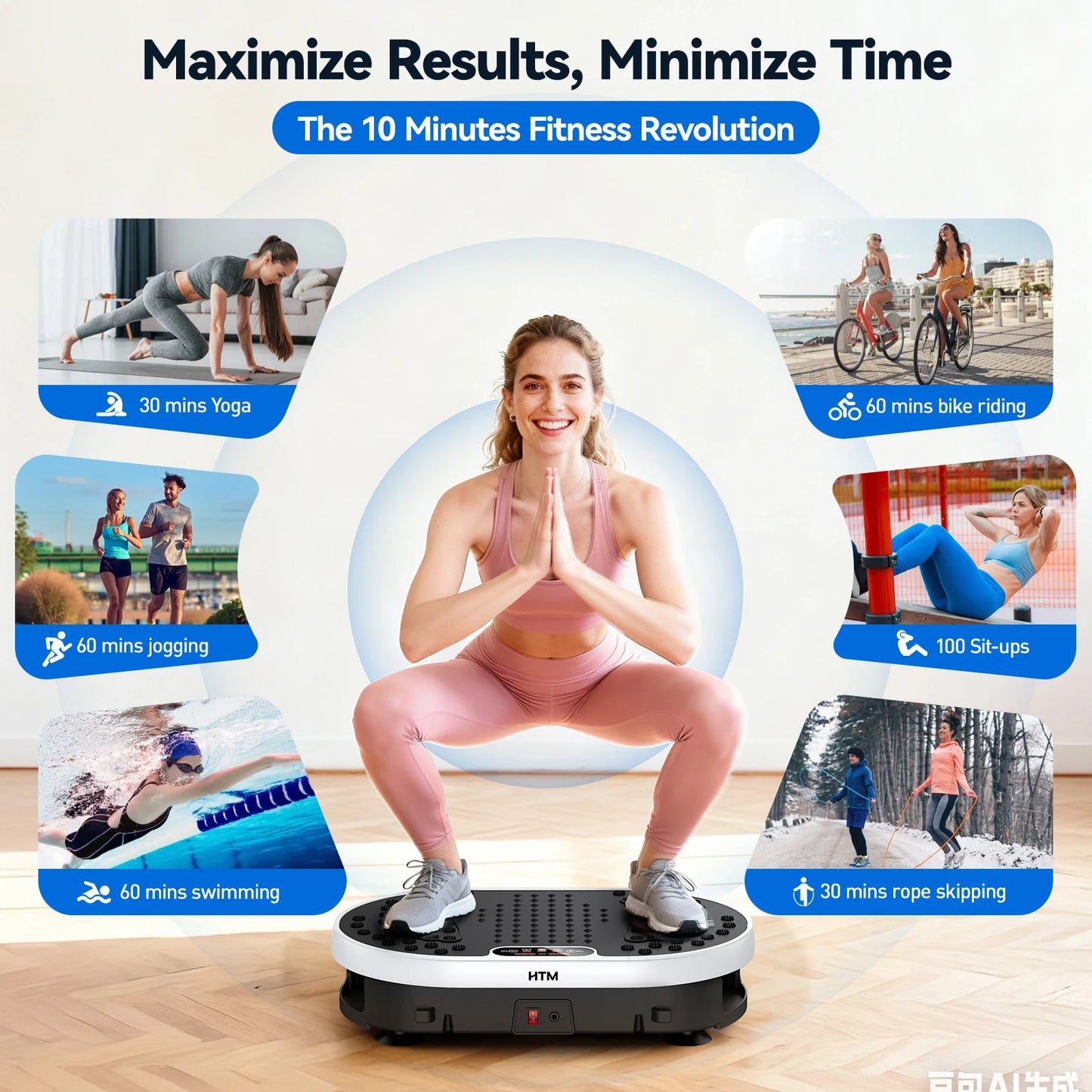Whole Body Vibration Plate 120 Levels 9 Preset Programs Remote Control Home Fitness Machine Fat Burning Body Shaping Weight Loss
