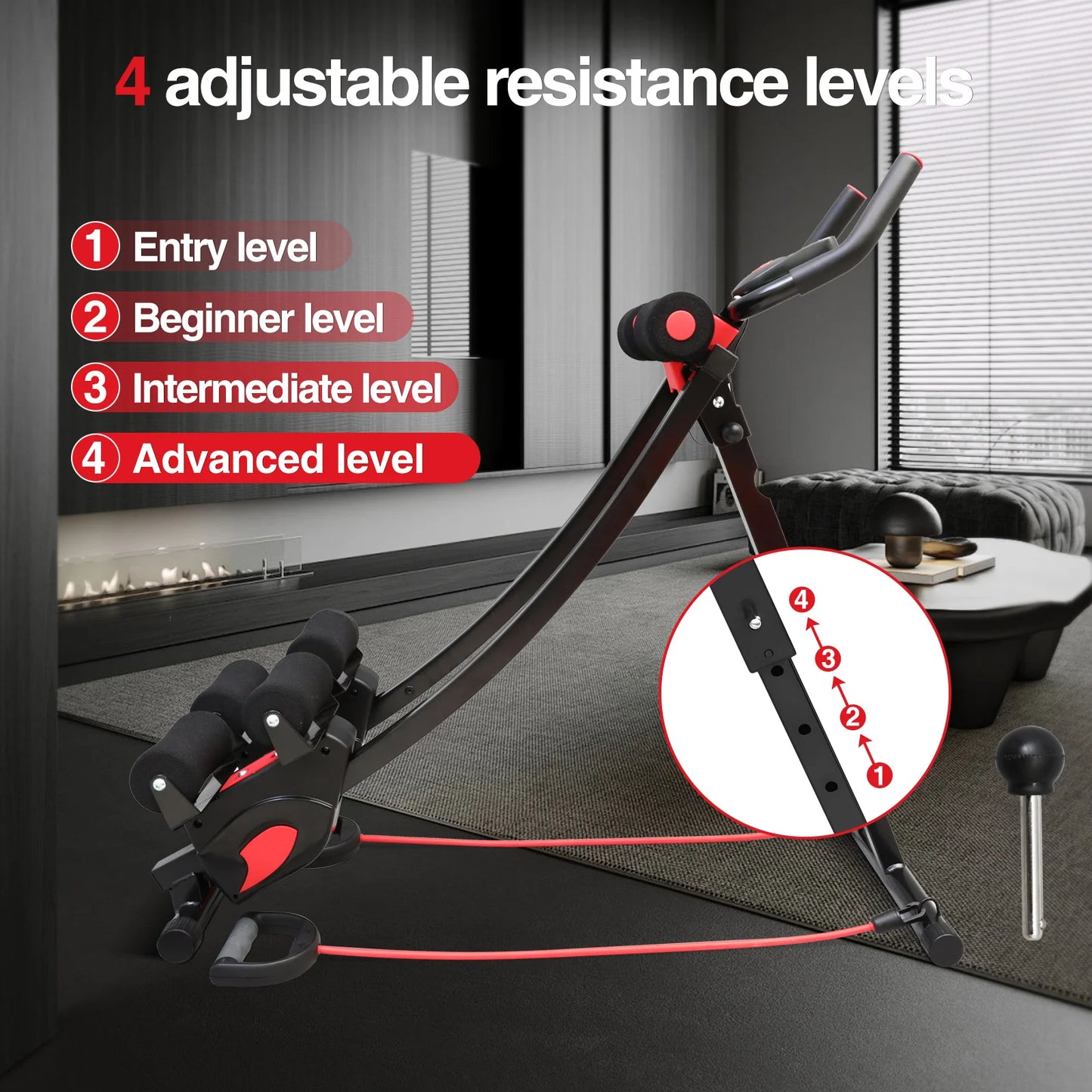 Dual Track Foldable Ab Machine Ab Cruncher With Adjustable Height