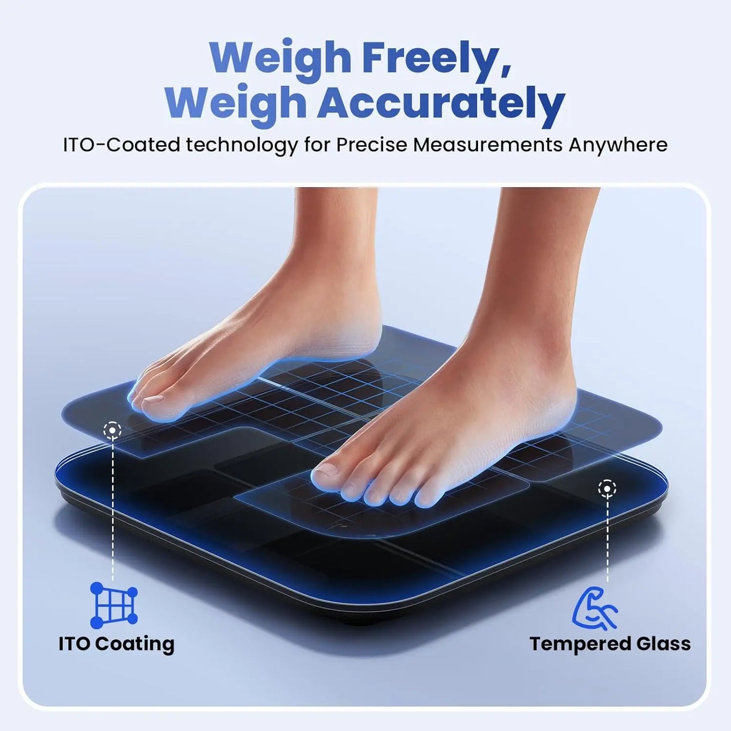 Smart Scale with Large Color Display, Tracks Body Weight BMI Muscle Mass Heart Rate, 25 Metrics, 400 lbs Capacity