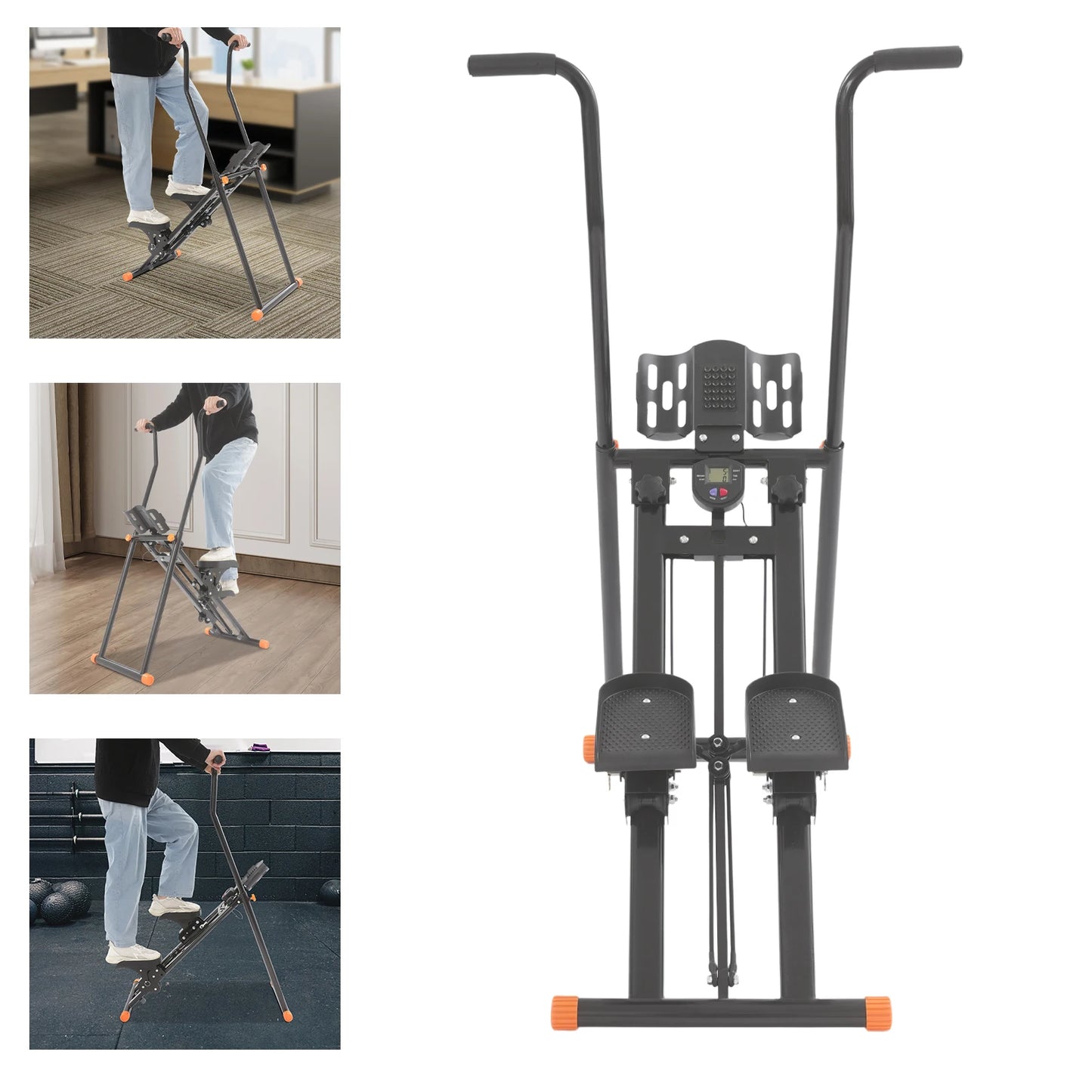 Foldable Stair Stepper Vertical Stair Climber Machine for Full-Body Workout 3 Gears Pedal Angle Stair Stepper for Home Exercises