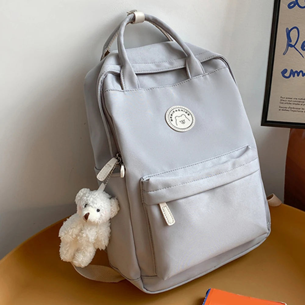 Teens Campus Daypack Childrens Rucksack Large Capacity with Plush Pendant Zipper for Work Camping Sports Travel Backpack
