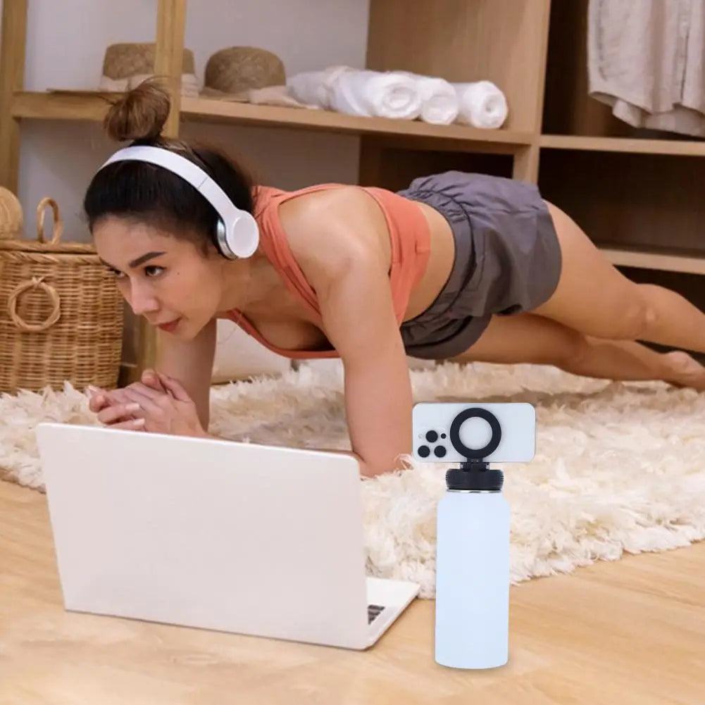 Water Bottle Stainless Steel Sports Water Bottle with Magnetic Phone Holder Bouncing Double Wall Vacuum Insulation Water Cup