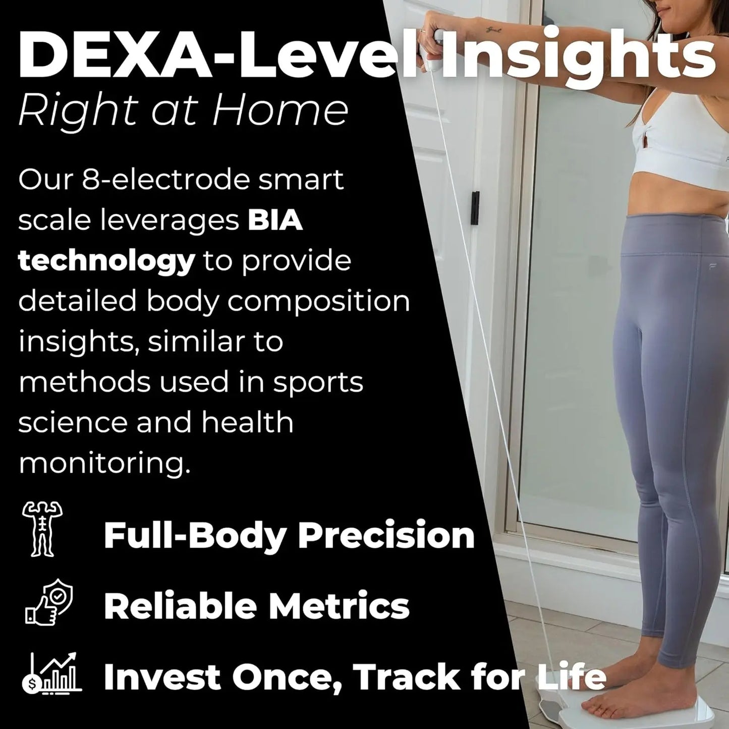 Smart Digital Body Scale with 8 Electrodes - Measures 56+ Health Metrics, Bluetooth & WiFi Connectivity