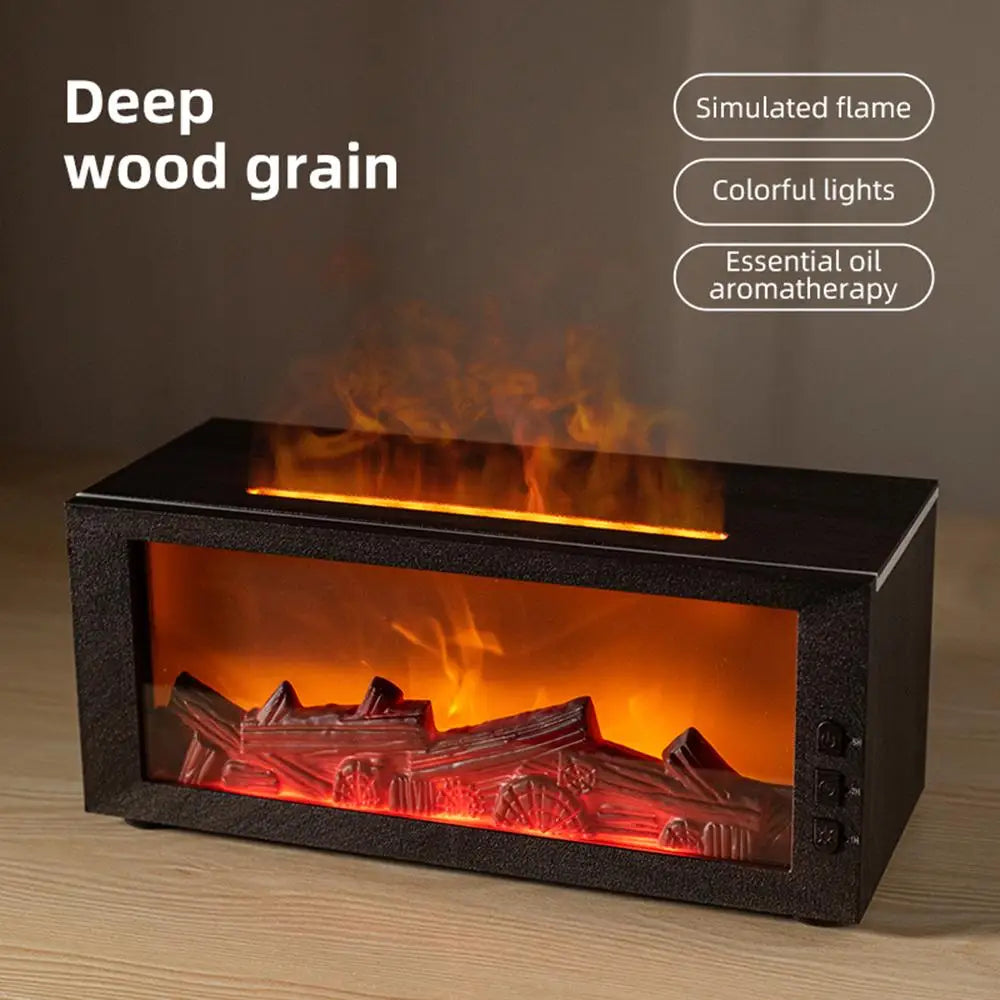 300ml Fireplace Diffuser LED Flame Humidifier 7 Colors Cool Mist Aromatherapy Remote Timer Home Bedroom Office Air Mist Maker