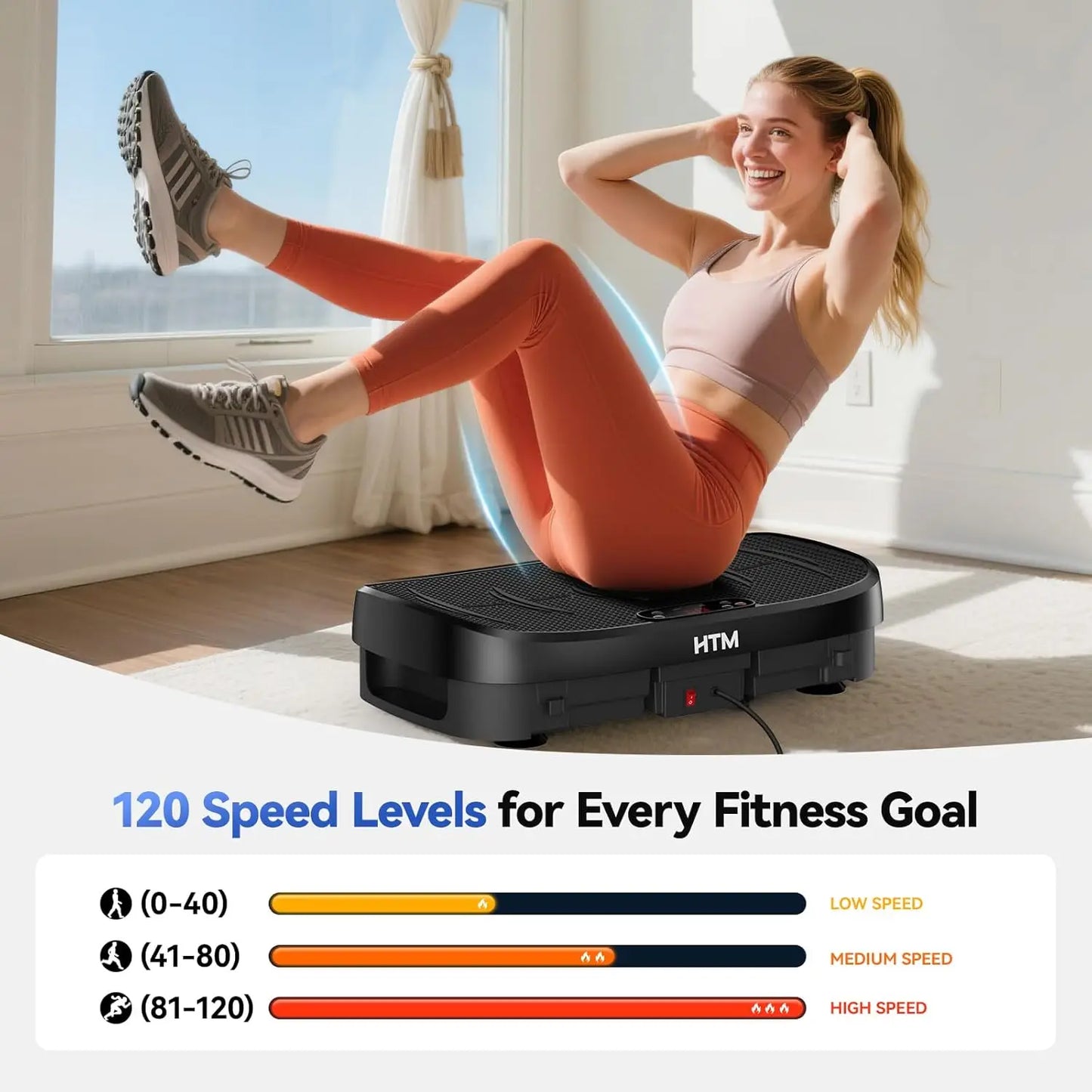 Whole Body Muscle Relax Vibration Plate Trainer Bluetooth 120 Speed Levels Home Fitness Slimming Equipment for Full-Body Workout