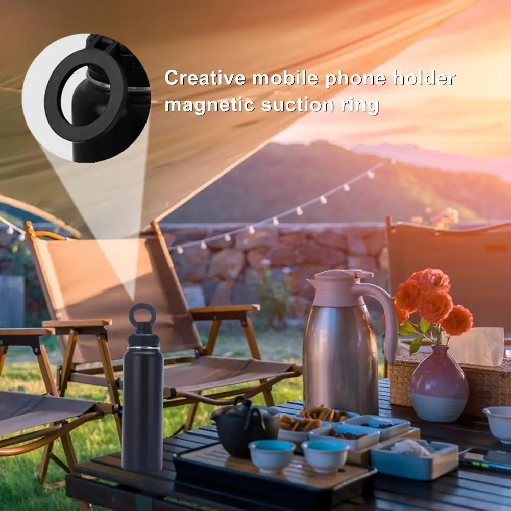 Water Bottle Stainless Steel Sports Water Bottle with Magnetic Phone Holder Bouncing Double Wall Vacuum Insulation Water Cup