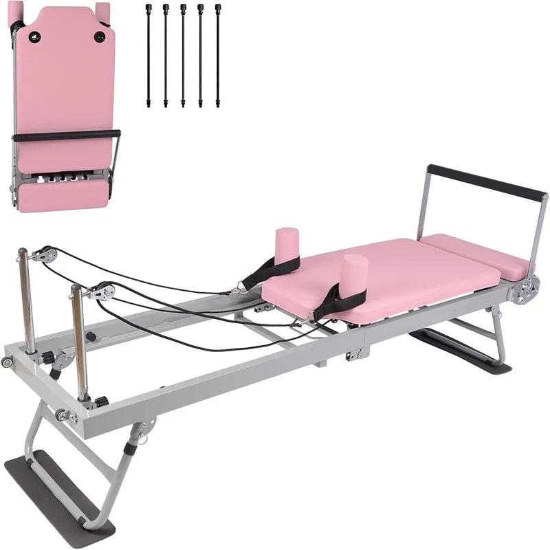 Foldable Pilates Reformer Machine With Adjustable Jump Board For Workouts