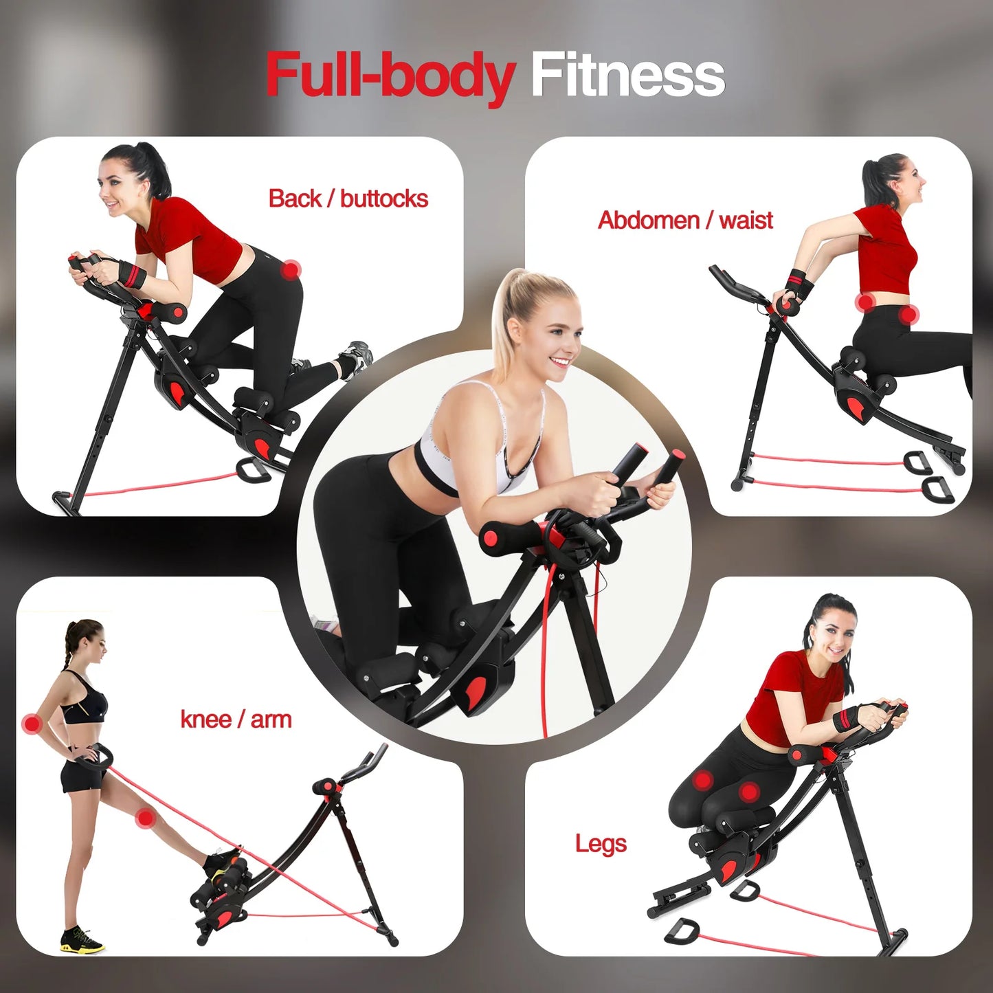 Dual Track Foldable Ab Machine Ab Cruncher With Adjustable Height