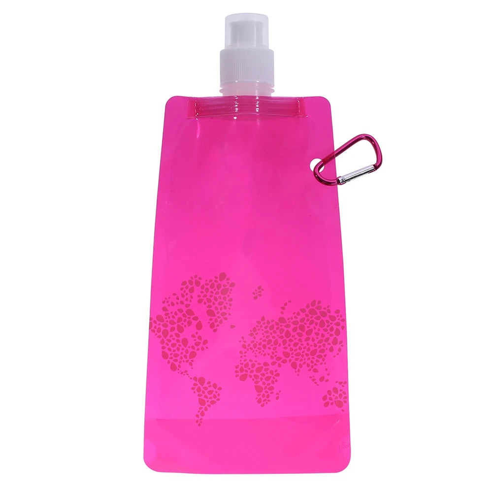 Collapsible Water Bottles with Clip Drinking Water Bags Leak Proof Sports Water Bottle for Outdoor Travel Sports Hiking Camping