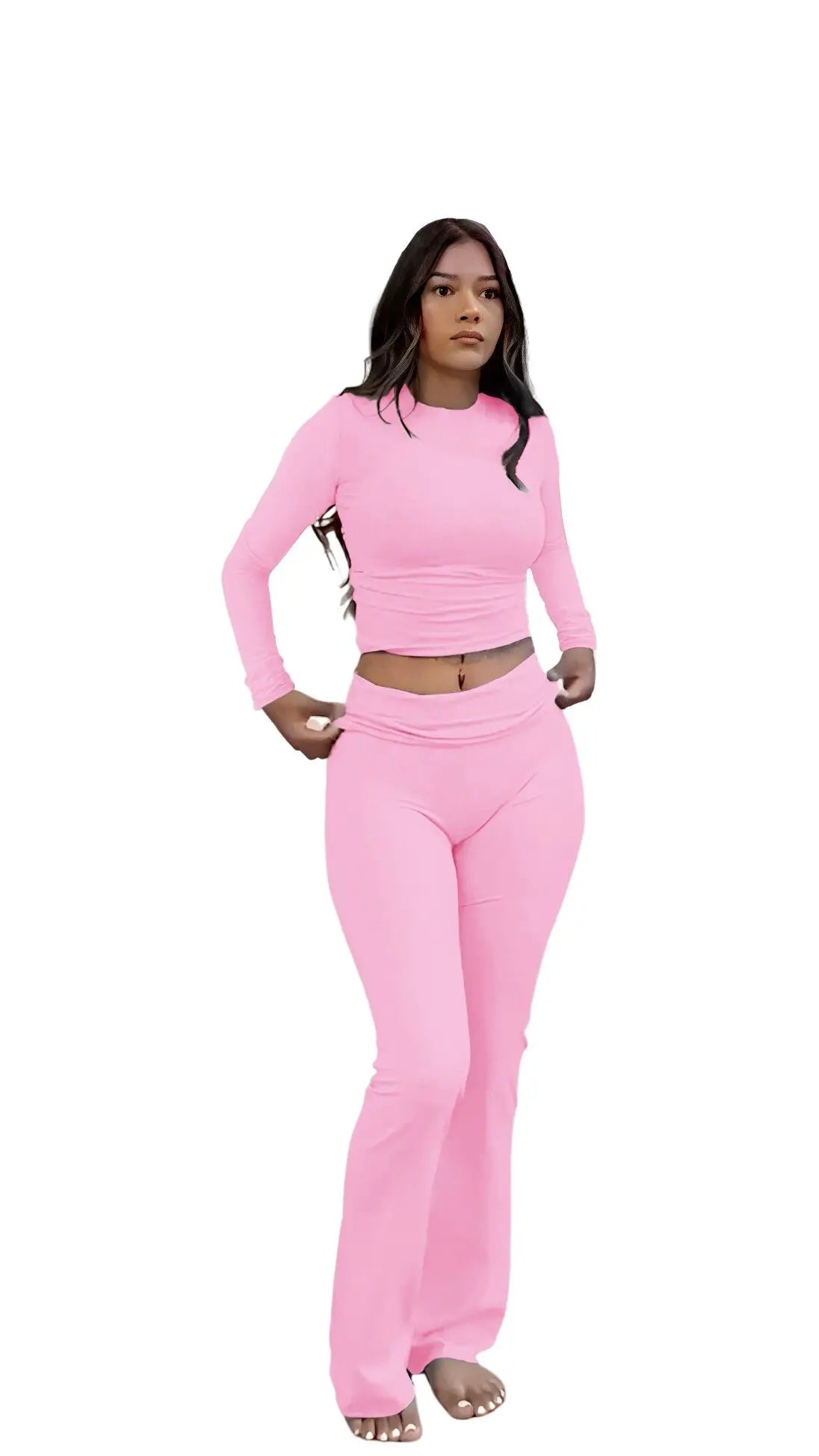 Zhejiang Women's Yoga Two-Piece Set Long Sleeve Wide Leg Activewear