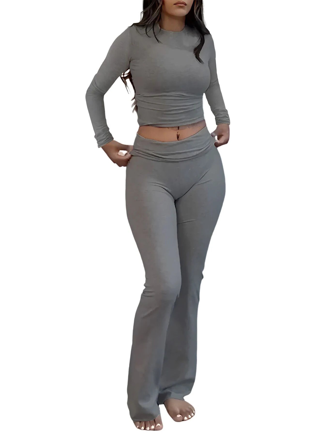 Zhejiang Women's Yoga Two-Piece Set Long Sleeve Wide Leg Activewear