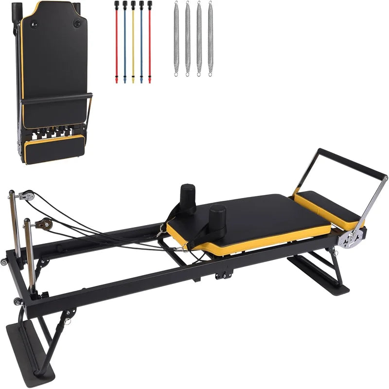 Foldable Pilates Reformer Machine With Adjustable Jump Board For Workouts