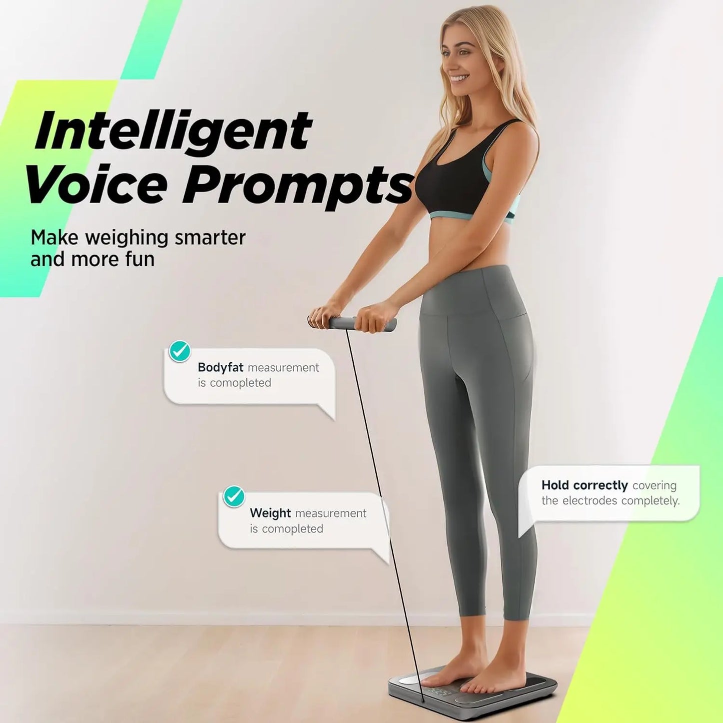 Smart Body Fat Scale with 8 Electrodes, Bluetooth Sync, Voice Prompts, FSA/HSA Eligible - 28 Measurements