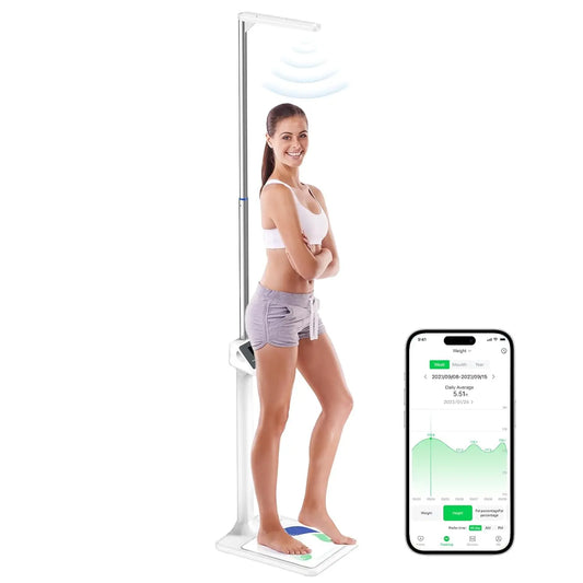 Digital Ultrasonic Height and Weight Scale, Smart Body Composition Analyzer for Home Gym, 11-485lb Capacity