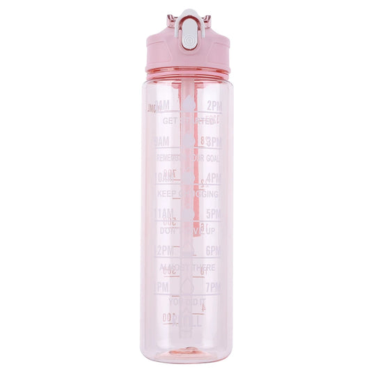 800ml Sports Water Bottle with Straw & Handle Gym Fitness Jug Leakproof Motivational Drinking Bottle for Outdoor Sports