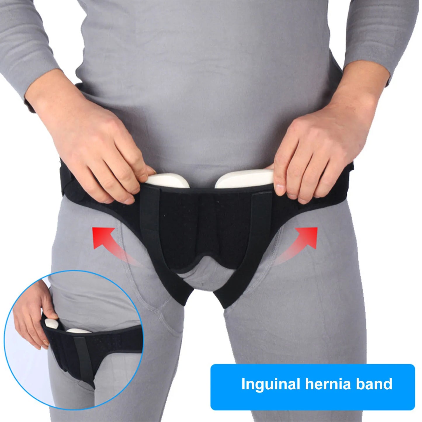Men Inguinal Hernia Band Easy To Adjust Good Support PU Foam Pad Black Intestinal Hernia Fixing Belt Breathable for Body Care