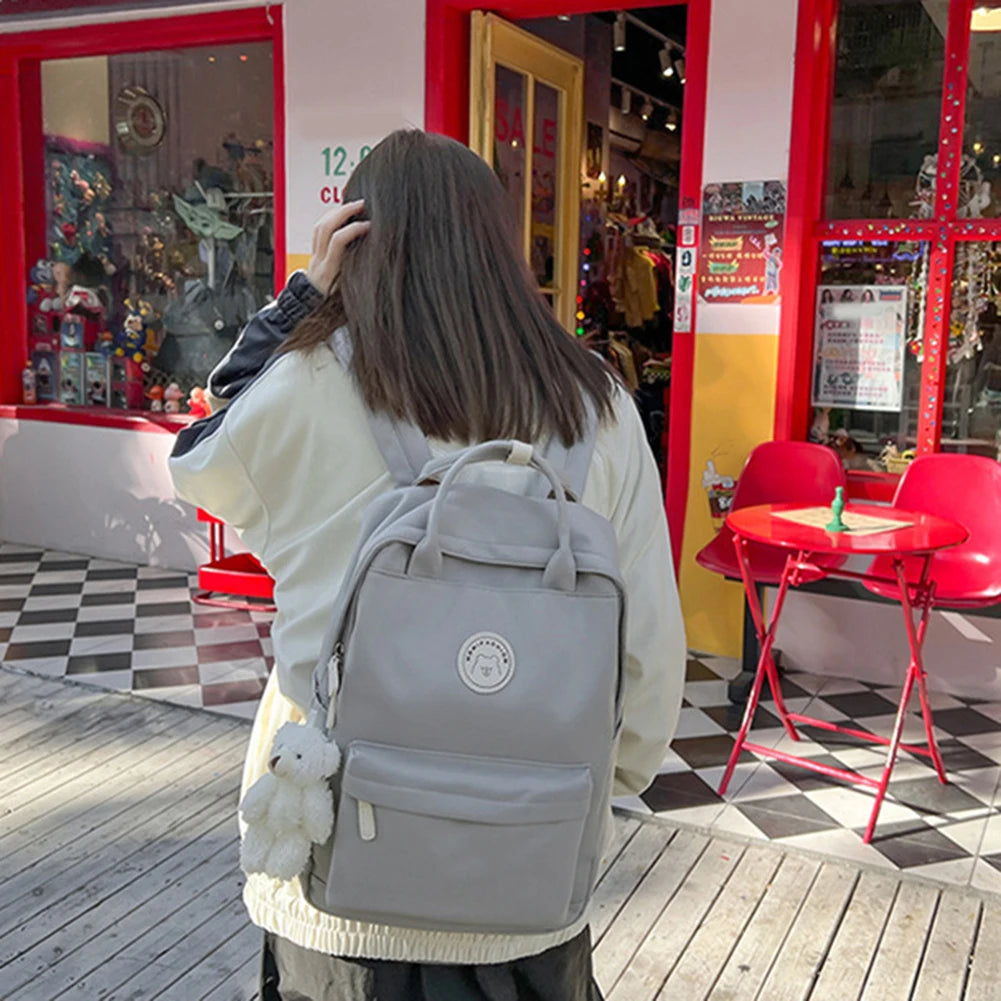 Teens Campus Daypack Childrens Rucksack Large Capacity with Plush Pendant Zipper for Work Camping Sports Travel Backpack
