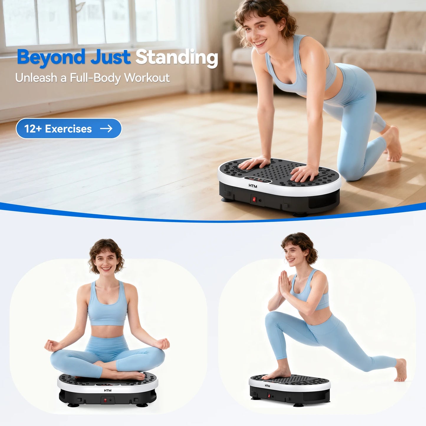 Whole Body Vibration Plate 120 Levels 9 Preset Programs Remote Control Home Fitness Machine Fat Burning Body Shaping Weight Loss