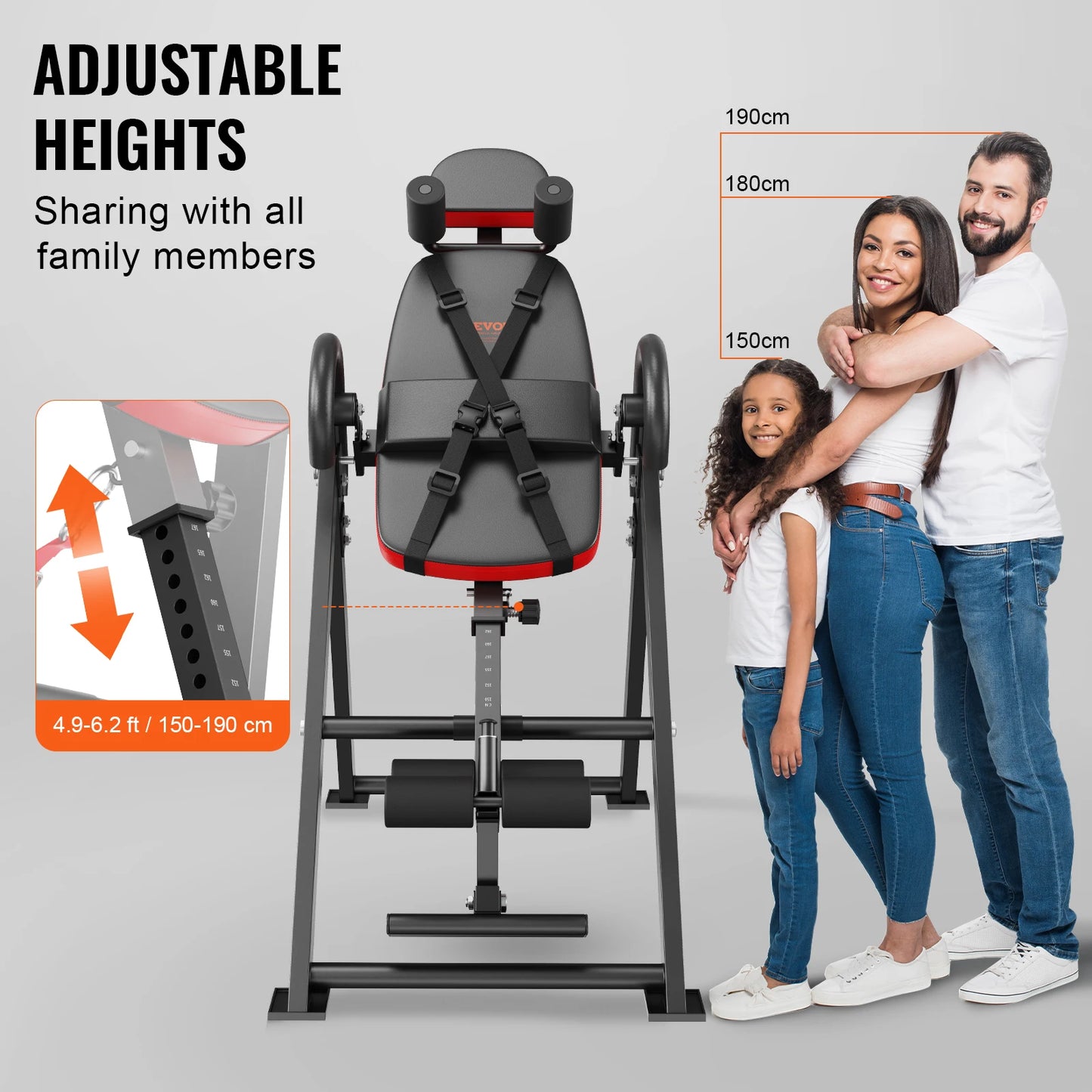 SucceBuy Inversion Table, Decompression Back Stretcher Machine, Strength Training Equipment with Headrest, Ankle Lock