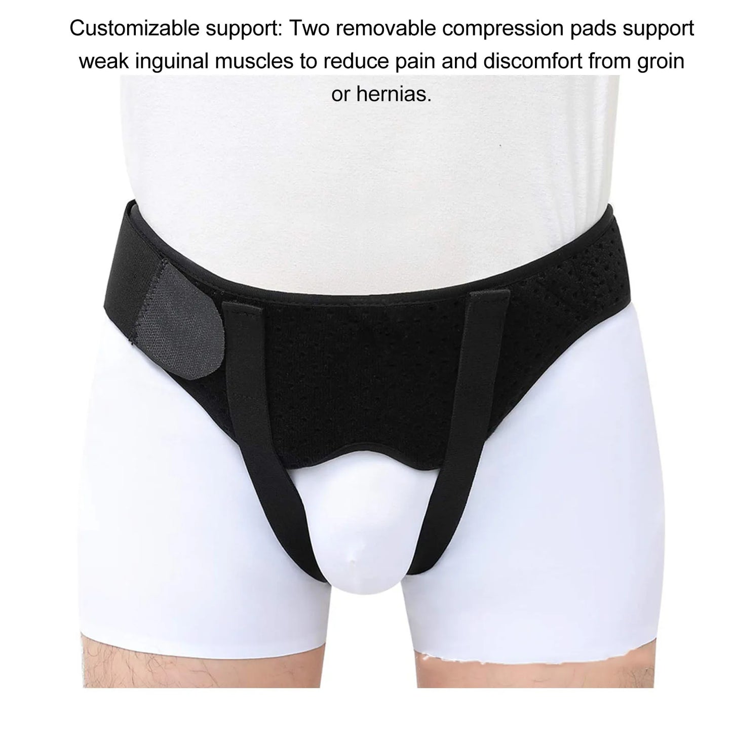 Men Inguinal Hernia Band Easy To Adjust Good Support PU Foam Pad Black Intestinal Hernia Fixing Belt Breathable for Body Care
