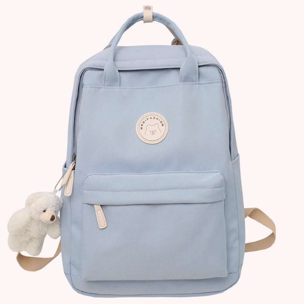 Teens Campus Daypack Childrens Rucksack Large Capacity with Plush Pendant Zipper for Work Camping Sports Travel Backpack