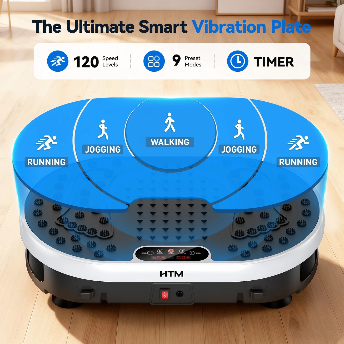 Whole Body Vibration Plate 120 Levels 9 Preset Programs Remote Control Home Fitness Machine Fat Burning Body Shaping Weight Loss