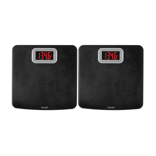 Digital Body Weight Scale, 400 LB Capacity, Anti-Slip Mat, Auto On/Off, Red LED Display, Black (2-Pack)