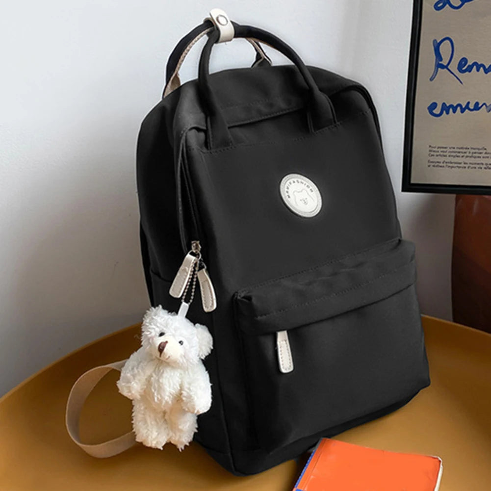 Teens Campus Daypack Childrens Rucksack Large Capacity with Plush Pendant Zipper for Work Camping Sports Travel Backpack