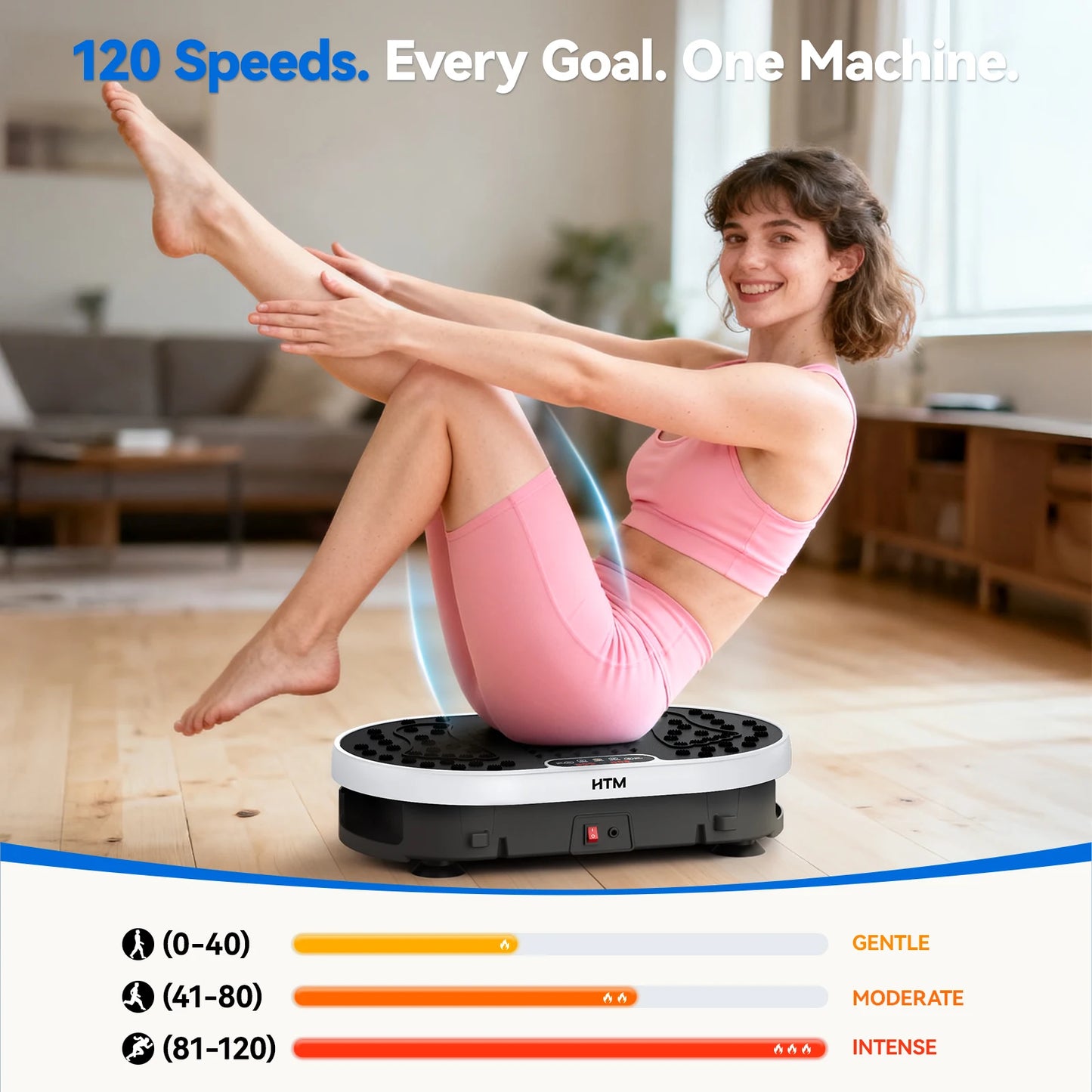 Whole Body Vibration Plate 120 Levels 9 Preset Programs Remote Control Home Fitness Machine Fat Burning Body Shaping Weight Loss