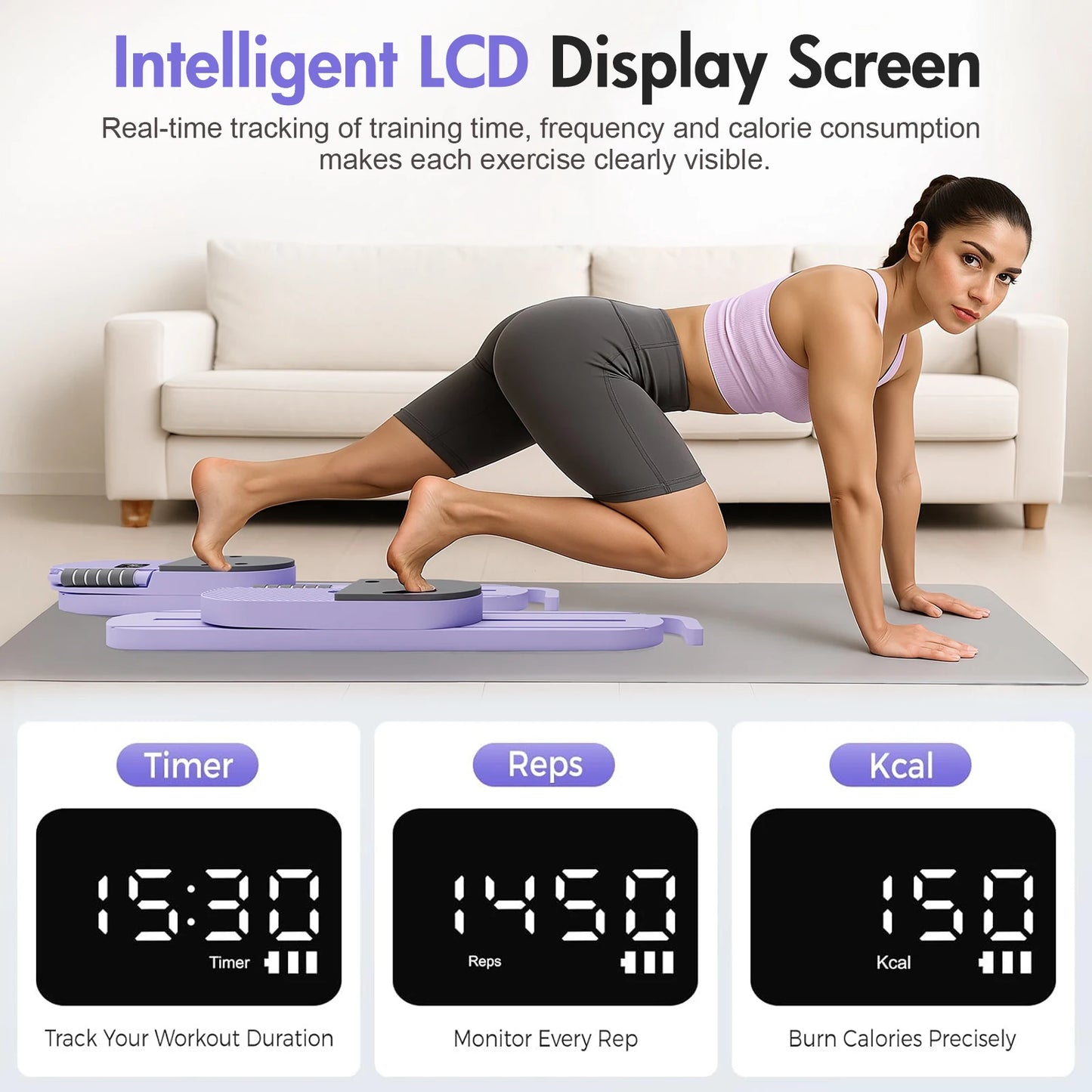 Detachable Abdominal Pilates Board With Resistance Bands For Core Training